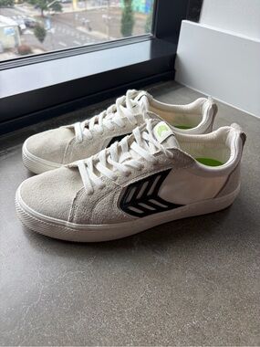 Cariuma White Suede & Canvas Sneakers with Black Logo